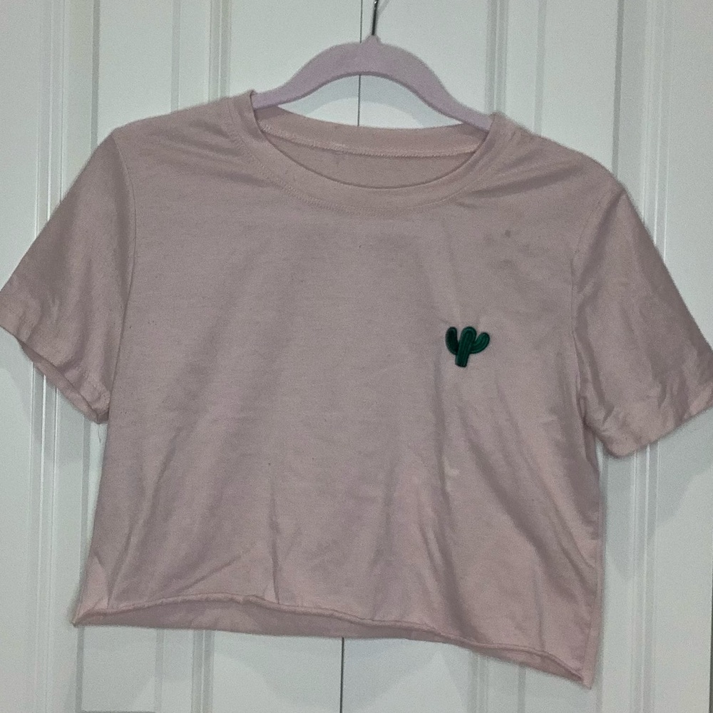 pastel pink cactus crop top